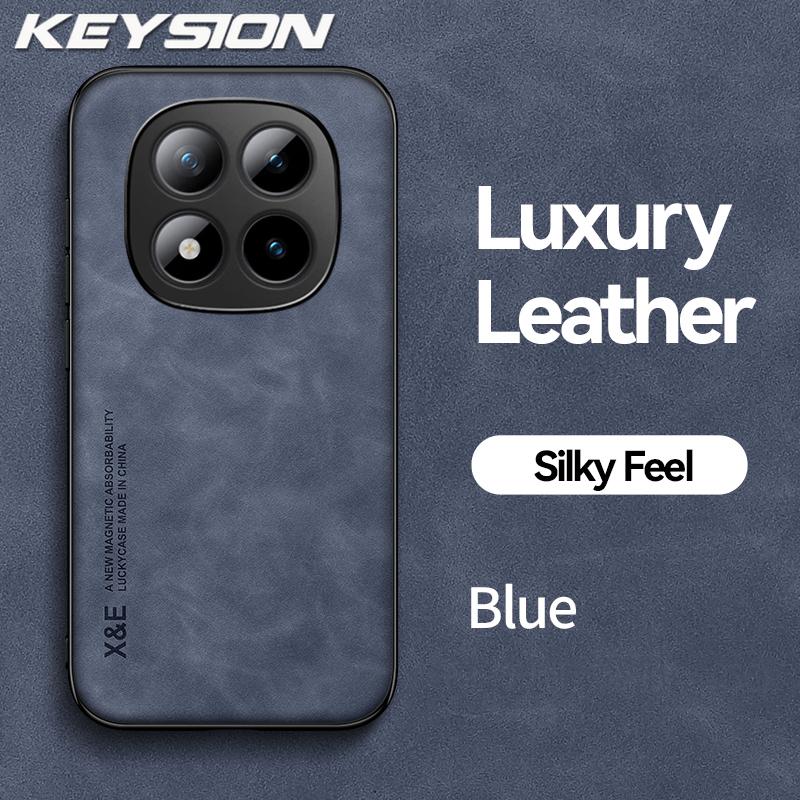 KEYSION Luxury Retro PU Leather Phone Case for Redmi Note 15 Pro + 5G Silicone+PC Shockproof Phone Cover for Redmi Note 15 4G 5G