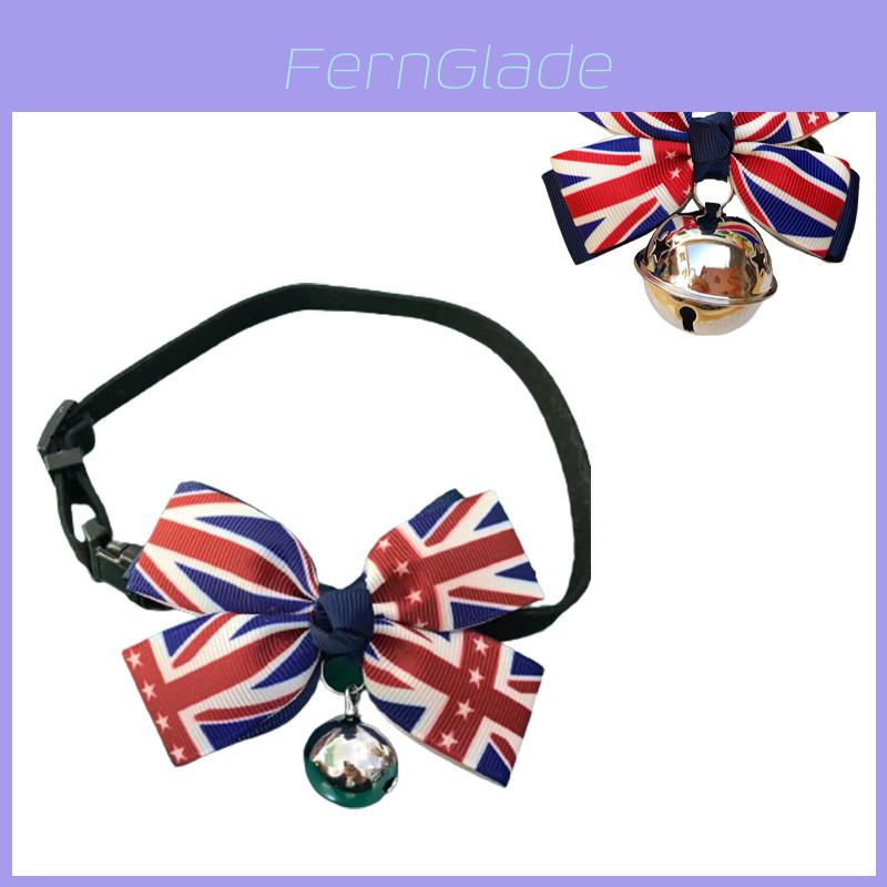 Stylish British Flag Pet Collar With Bow Tie For Dogs And Cats Adjustable Size S-l