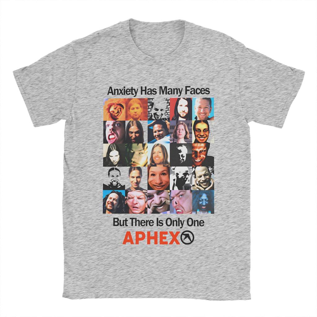 Anxiety Has Unisexy Faces Aphex Twin Unisex T Shirt Funny Tee Shirt Short Sleeve Crewneck TShirt Cotton Summer Clothes