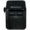 Verbatim Adapter Podróżny Eu/Uk/Us2Xusb-A Uta-01 Czarny/Black 49543