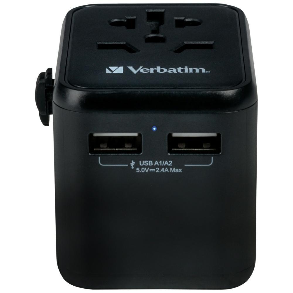 Verbatim Adapter Podróżny Eu/Uk/Us2Xusb-A Uta-01 Czarny/Black 49543