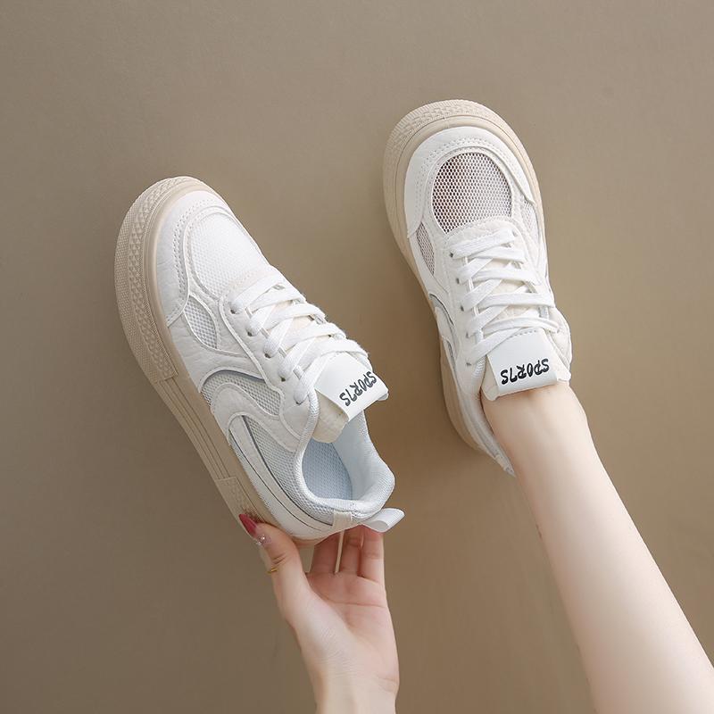 CRLAYDK Womens Platform Mesh Skate Shoes Lace Up Casual Sneakers Summer Ladies Non Slip Sports Walking Flat Tennis