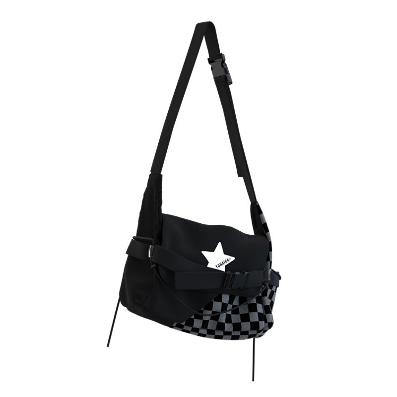 

Yonaiga Original One-Shoulder Chessboard Crossbody Bag Black