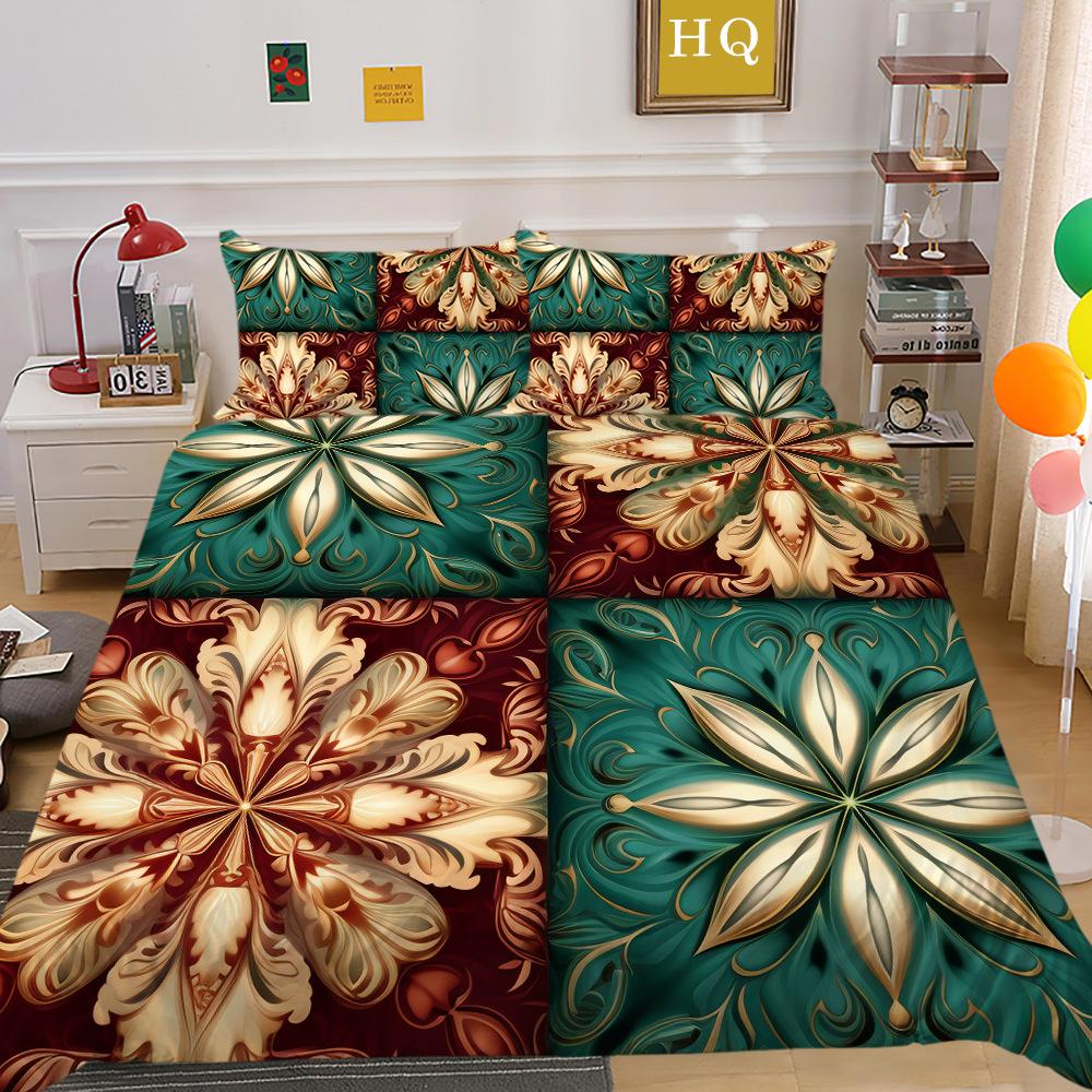 Christmas Printing 3D Printing Polyester Pillowcase Quilt Cover Two Or Three-Piece Set