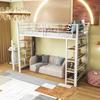 Litera Juvenil con Escalera de Seguridad Varios Estantes Armario Empotrado Carga Fuerte para Adultos Marco Metálico Loft Muebles para el Hogar Doble Capa