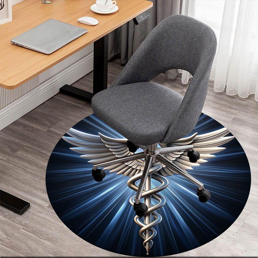 

Medical Caduceus Symbol Sticker - Health & Wellness EmblemRound Non-Slip chair mat chair carpet for office Rugs for Office Decor Gift For Valentine s 80cm by 80cm