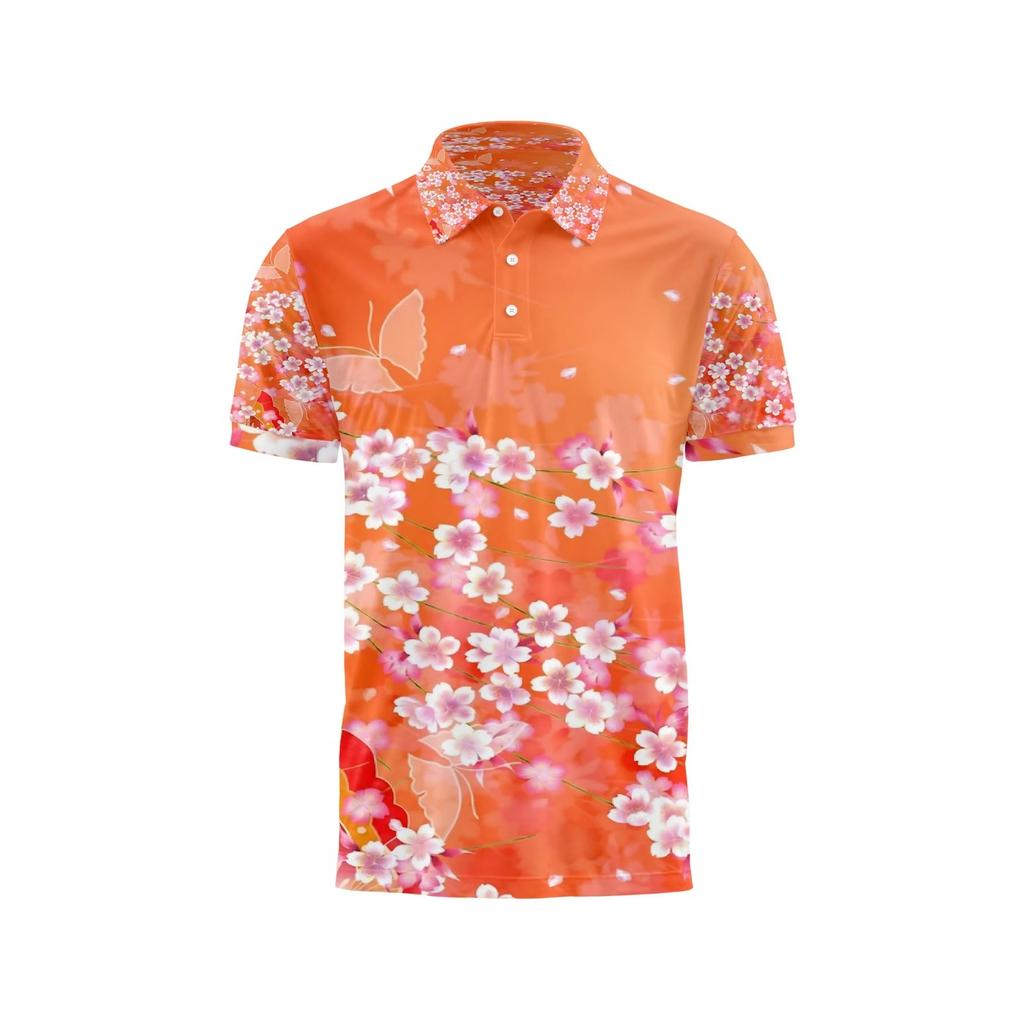 Japanese Cherry Blossom Pattern Polo Shirt For Men Women 3D Print T-Shirts Harajuku Street
