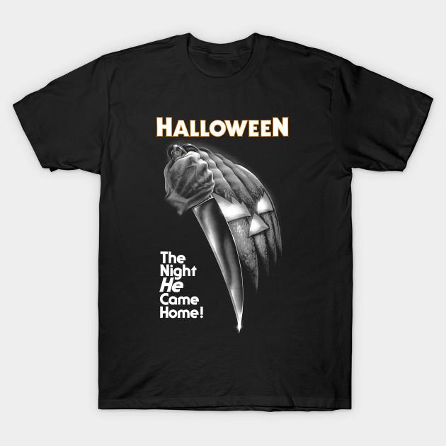 Men Black Print T-shirt Halloween,  John Carpenter, Michael Myers No-Cut Transfer Paper Print Cotton Tshirt 2XL чёрный