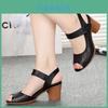 Classic Pu Open Toe Sandals With Block Heel And Velcro Strap For Adult Women Summer Wear