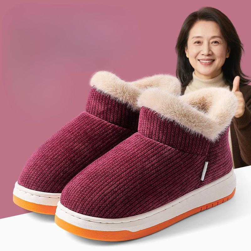 Heel Shoes for Warmth, Thick-soled Indoor Home Use, Fleece and Thickened Cotton Shoes