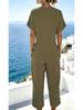European & American Women's Fashion: Solid Color Irregular Short Sleeve Summer Set