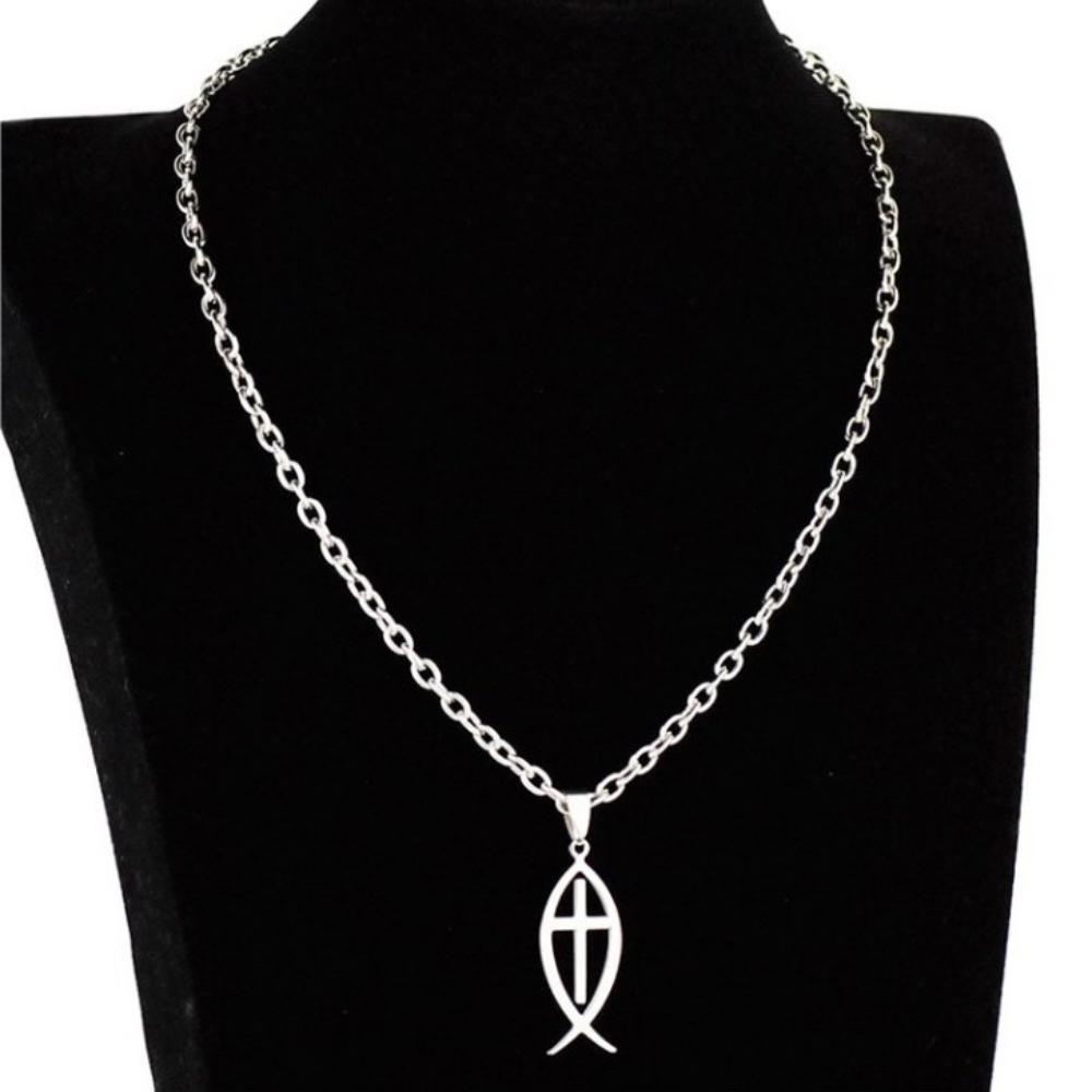 Kresťanský symbol Ryba Ichthys Prívesok Náhrdelník Dĺžka 45 cm
