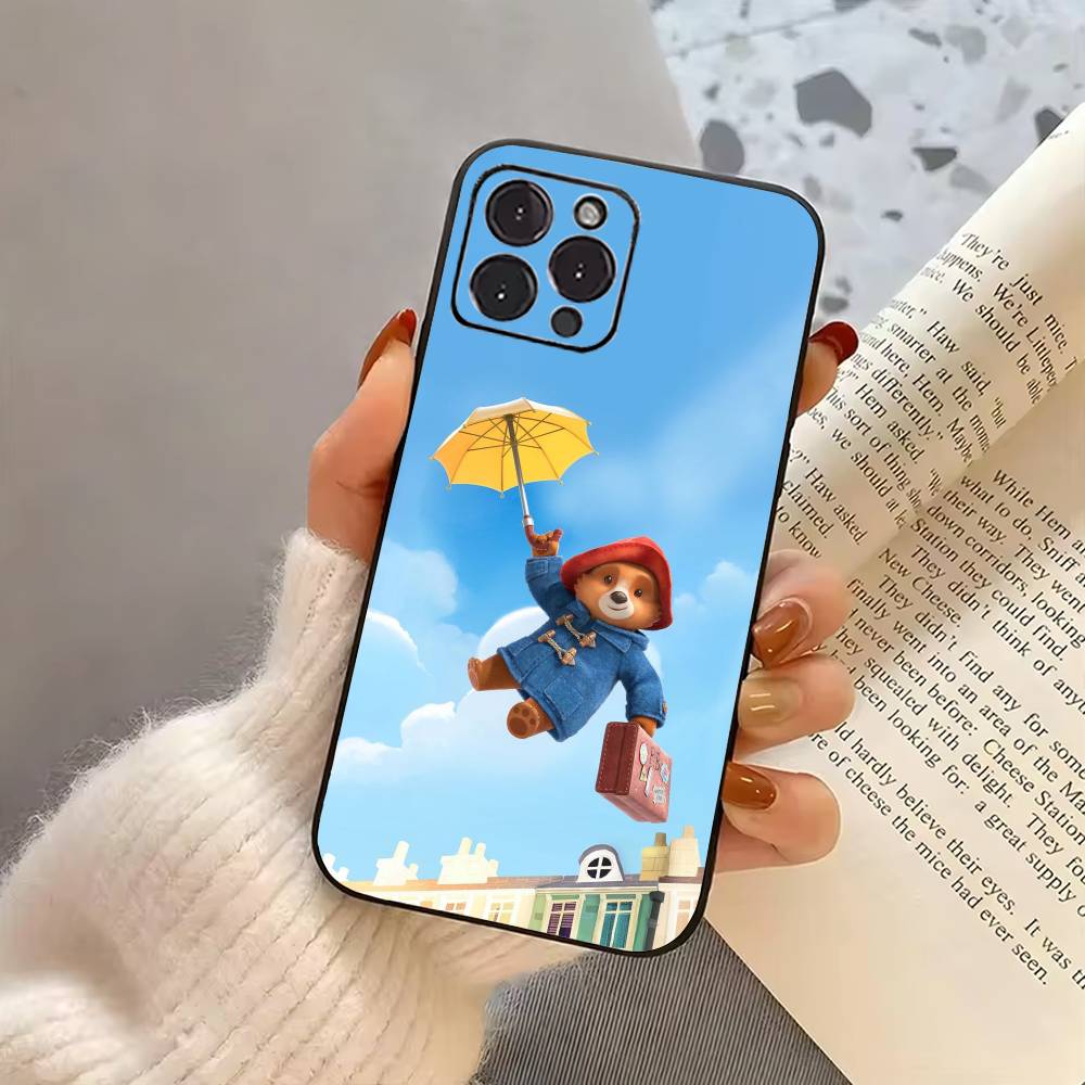 Cute P-Paddington B-BearS  Phone Case For iPhone 17,16,15,14,13,12,11 Plus,Pro Max,XS,Soft Silicone Black Cover