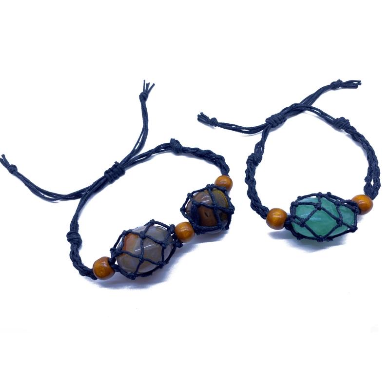 Net Bag Adjustable Bracelet Cord Empty Without Stone Crystal Holder Bracelet Natural Healing Gem Macrame Bracelet Decor