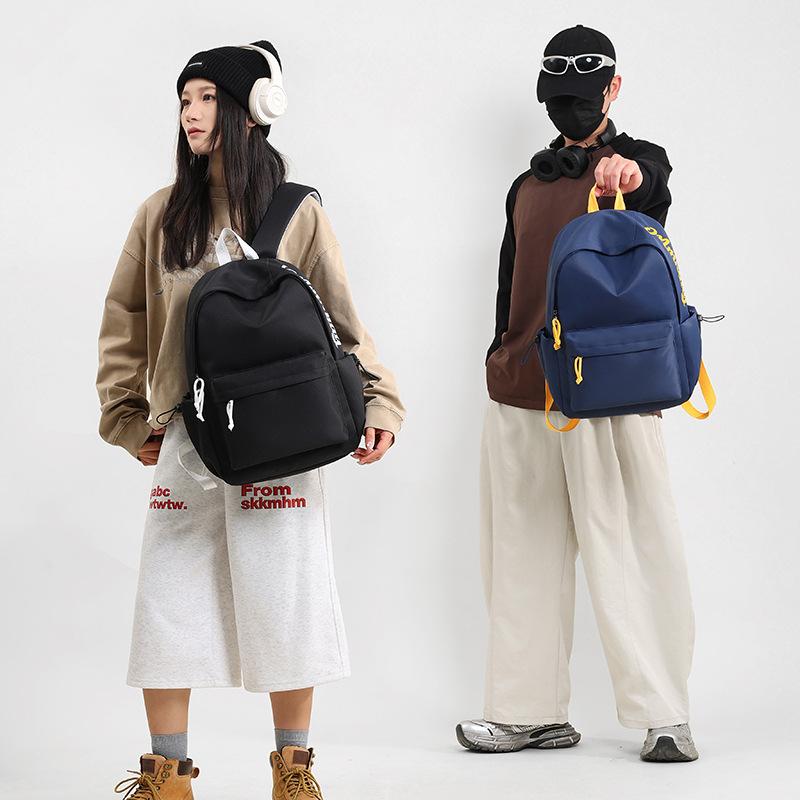 Schoolbag Women's Backpack, Letter Casual Backpack, High Aesthetic Value School Bag, Versatile Simple Student Korean Style Large Capacity Backpack