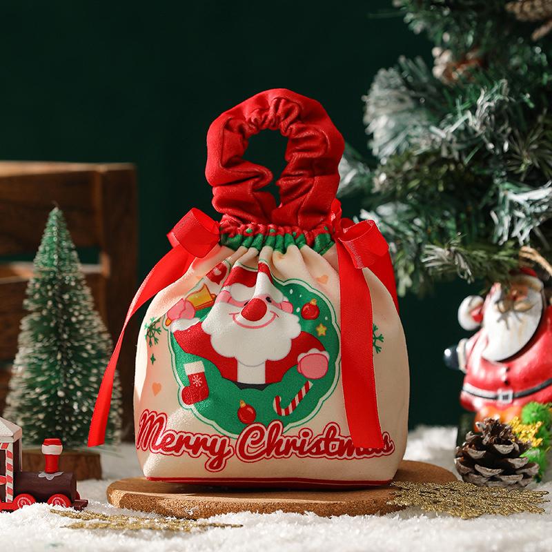 1 Stück Kinder-Themen-Weihnachtsgeschenkbox mit Canvas-Tragetasche Umweltfreundliche Verpackung Dekoration für Weihnachtsgeschenke