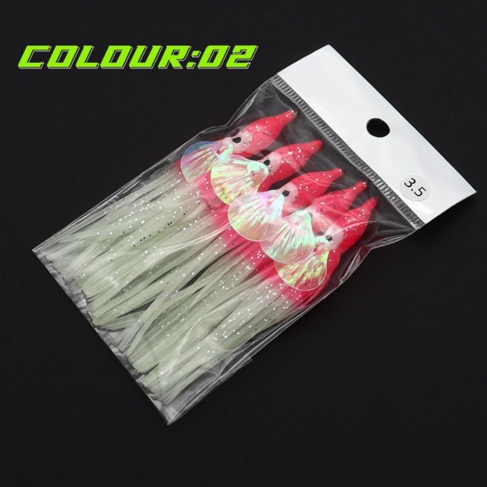 5pcs Glow-in-the-Dark Soft Rubber Octopus Skirts Soft Rubber Trolling Bait  Night Fishing
