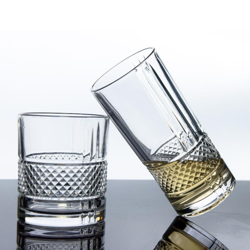 340ml/315ml Whiskey Glass Water Bottle Diamond Patterned Cocktail Glass Transparent Juice Cold Drink Mugs Drinkware Beer Glass