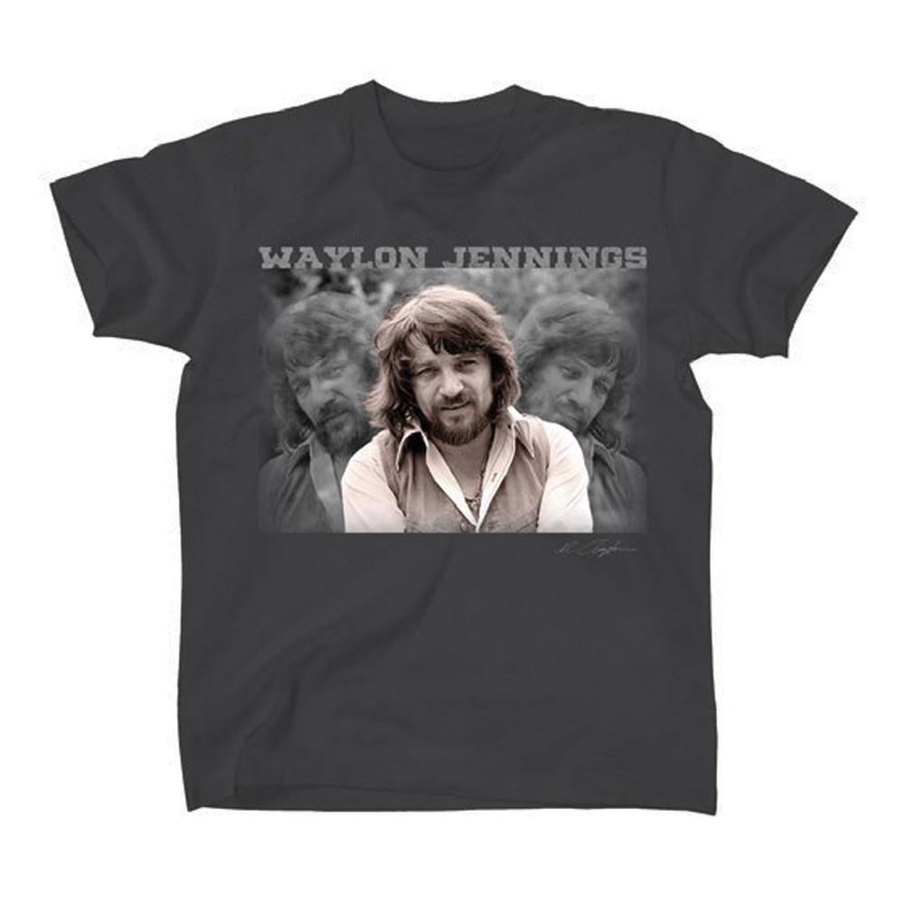 Men's Waylon Jennings Portrait T-shirt Charcoal