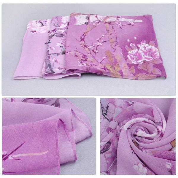 New Chiffon Scarves Women Summer Silk Scarf Chiffon Thin Shawls And Wraps Foulard Flower