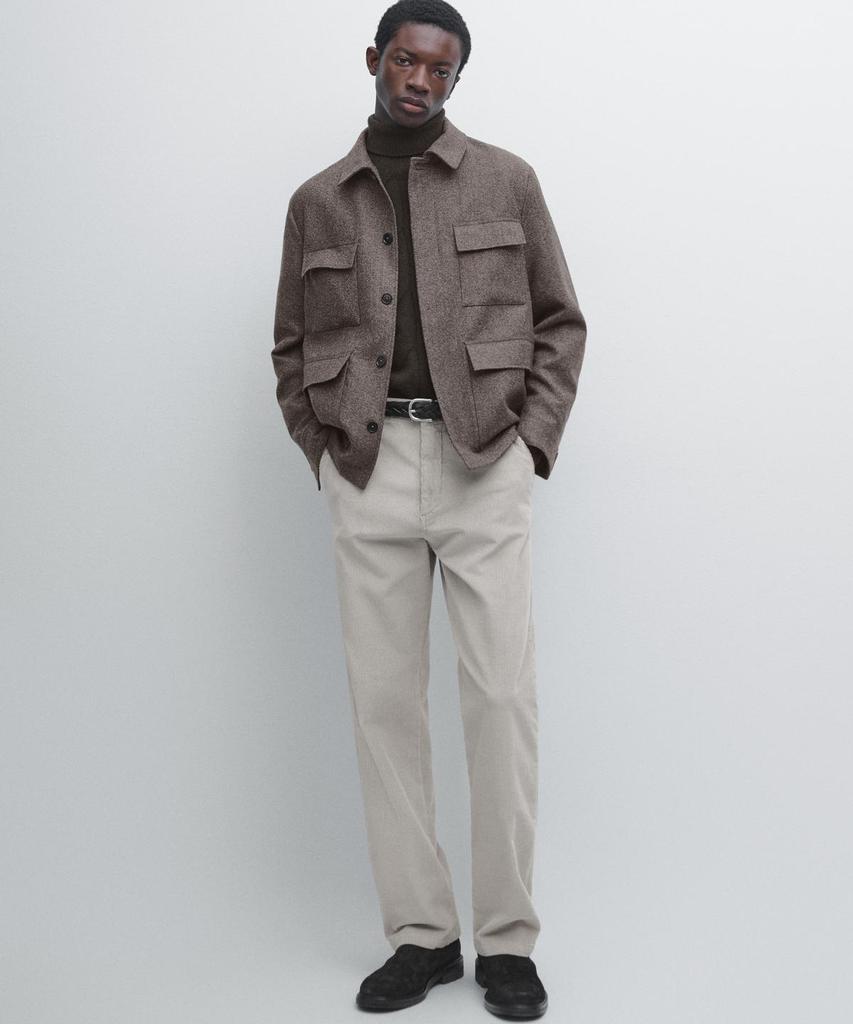 Massimo Dutti Herringbone Wool Blend Cardigan