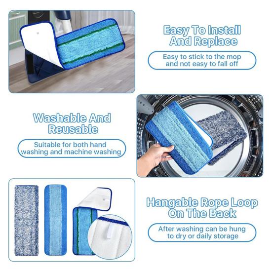 Microfiber Cleaning Mop Pads Set Deep Cleaning Dusting Pads Laminate Floors Reusable Floor Cleaning Pads