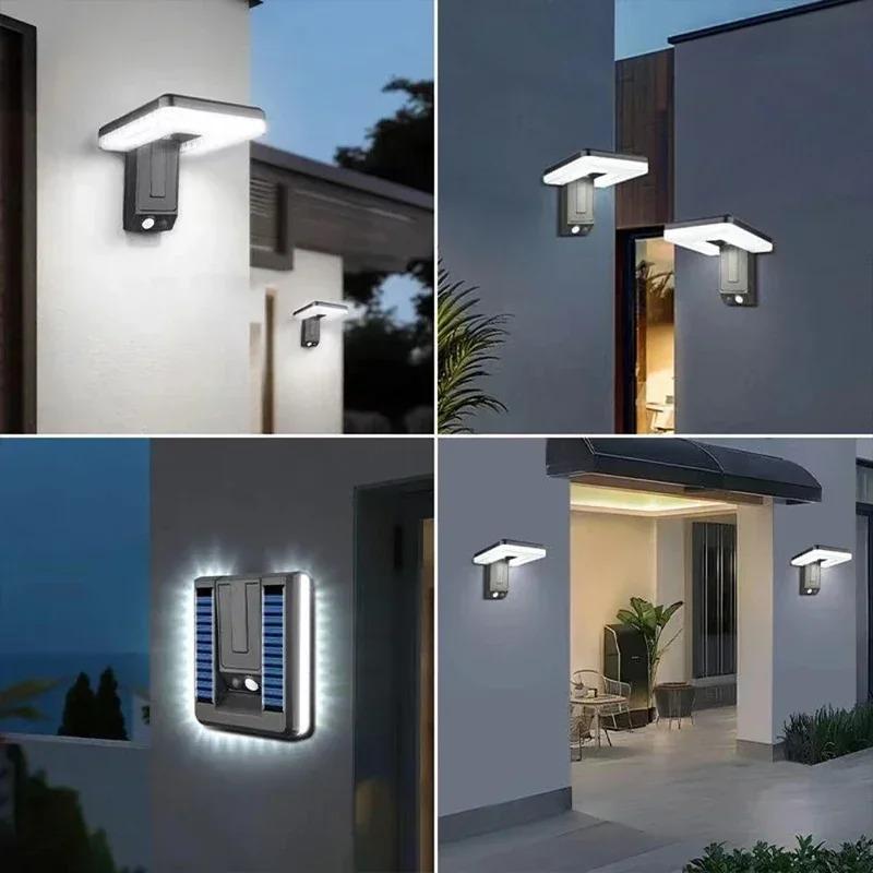 Faltbares LED 120° Solarlicht Außenwandleuchte Wasserdichte Strahler Lampe Bewegungssensor Solar 3 Modi Straßenlaterne Gartendekor
