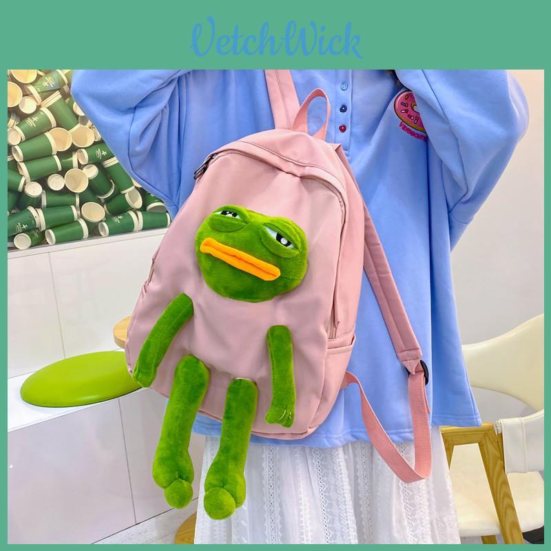 Cartoon Frog Backpack For Kids And Teens Oxford Fabric Casual School Bag With Airflow Comfort