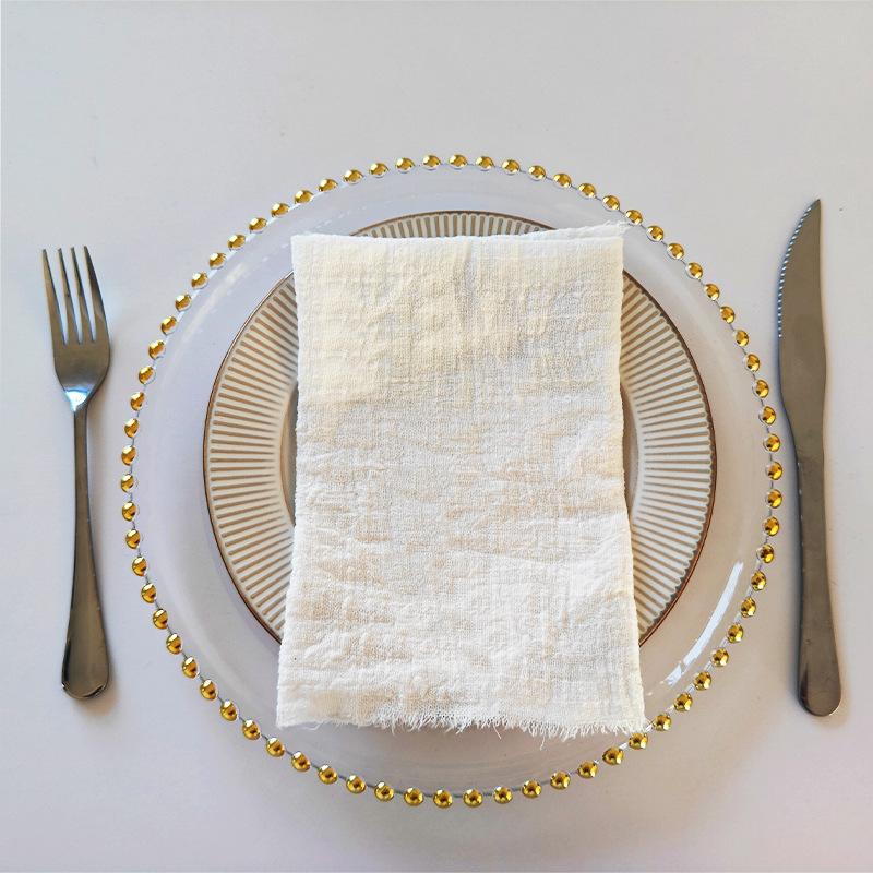 10 szt. 32X32Cm Gazy Bawełniana Serwetka Wielokrotnego Użytku Ściereczka do Herbaty Wesele Impreza Boże Narodzenie Dekoracja Stołu Retro Postrzępiona Serwetka
