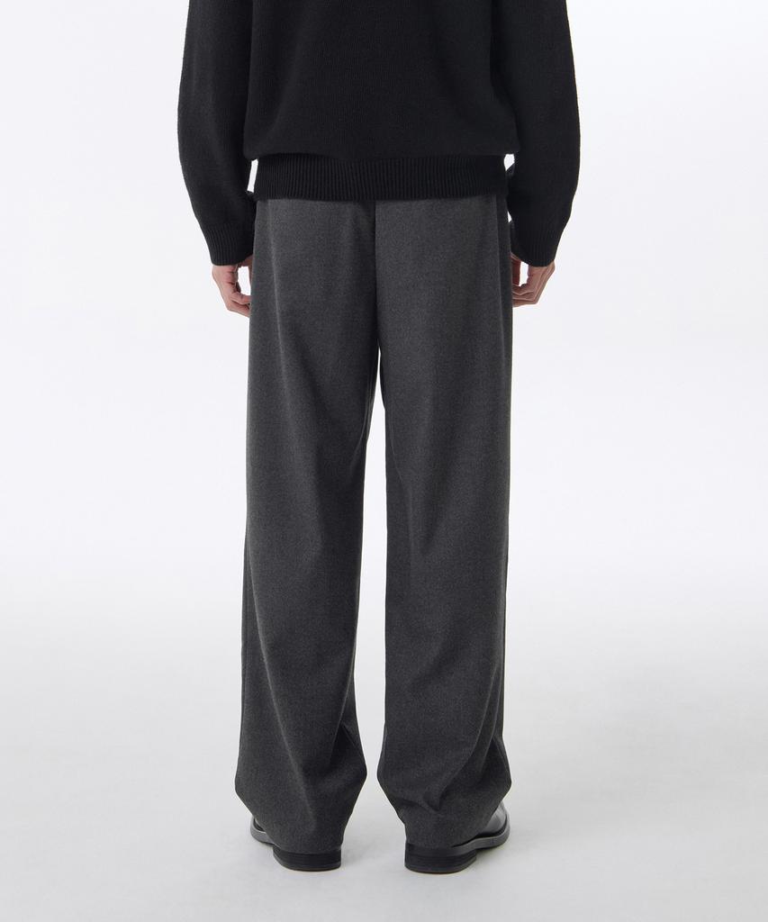 MUSINSA STANDARD Brushed One-Pleat Wide Banded Slacks [Medium Gray]
