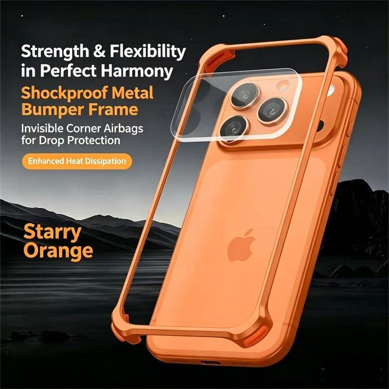 Luxury Metal Aluminum Alloy Frame Lens Protective Phone Case For iPhone 17 16 15 14 13 Pro Max Silicone Lining Shockproof Bumper