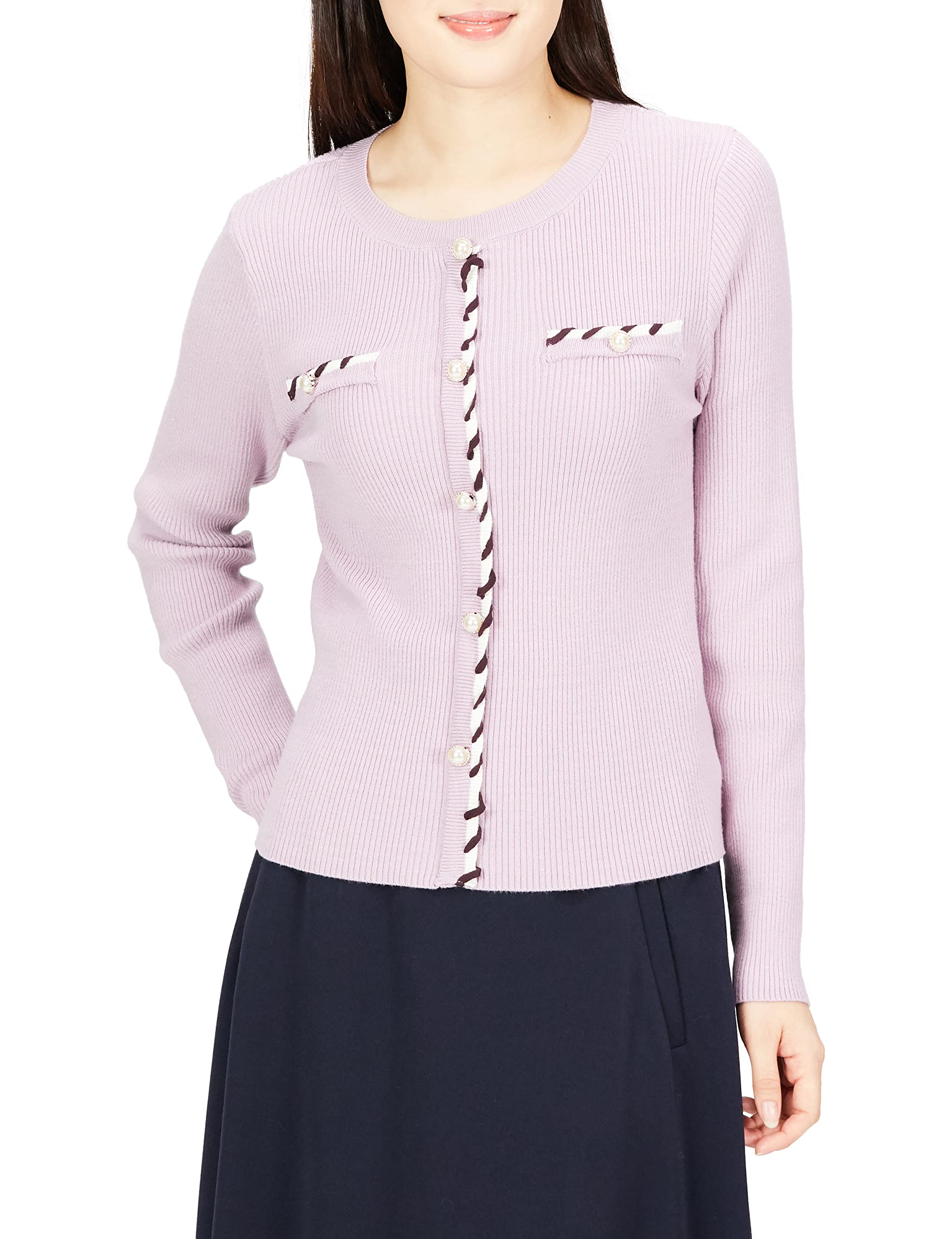 

Jill by Jill Stuart Women s Trimmed Knit Sweater, Pink, FR