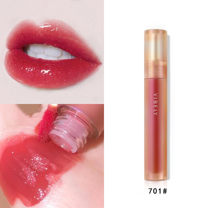 VIBELY Shell Mirror Watery Air Lip Glaze, долговечная увлажняющая легкая полуматовая помада для женщин, белый блеск для губ 701#