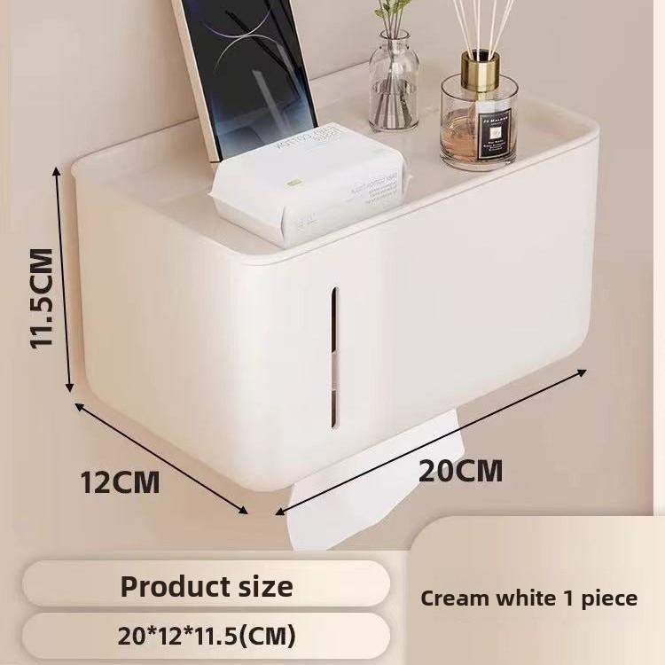 

Non-perforated Wall-mounted High-end Toilet Paper Shelf in Bathroom milky white tissue box