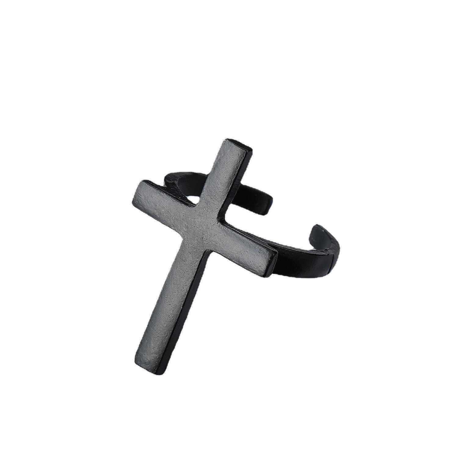 

Ретро Простое Черное Кольцо Крест для Мужчин Женщин Панк Готика Рок Хип-хоп Открытое Кольцо Ручной Работы Дизайнерские Унисекс Аксессуары Подарок resizable