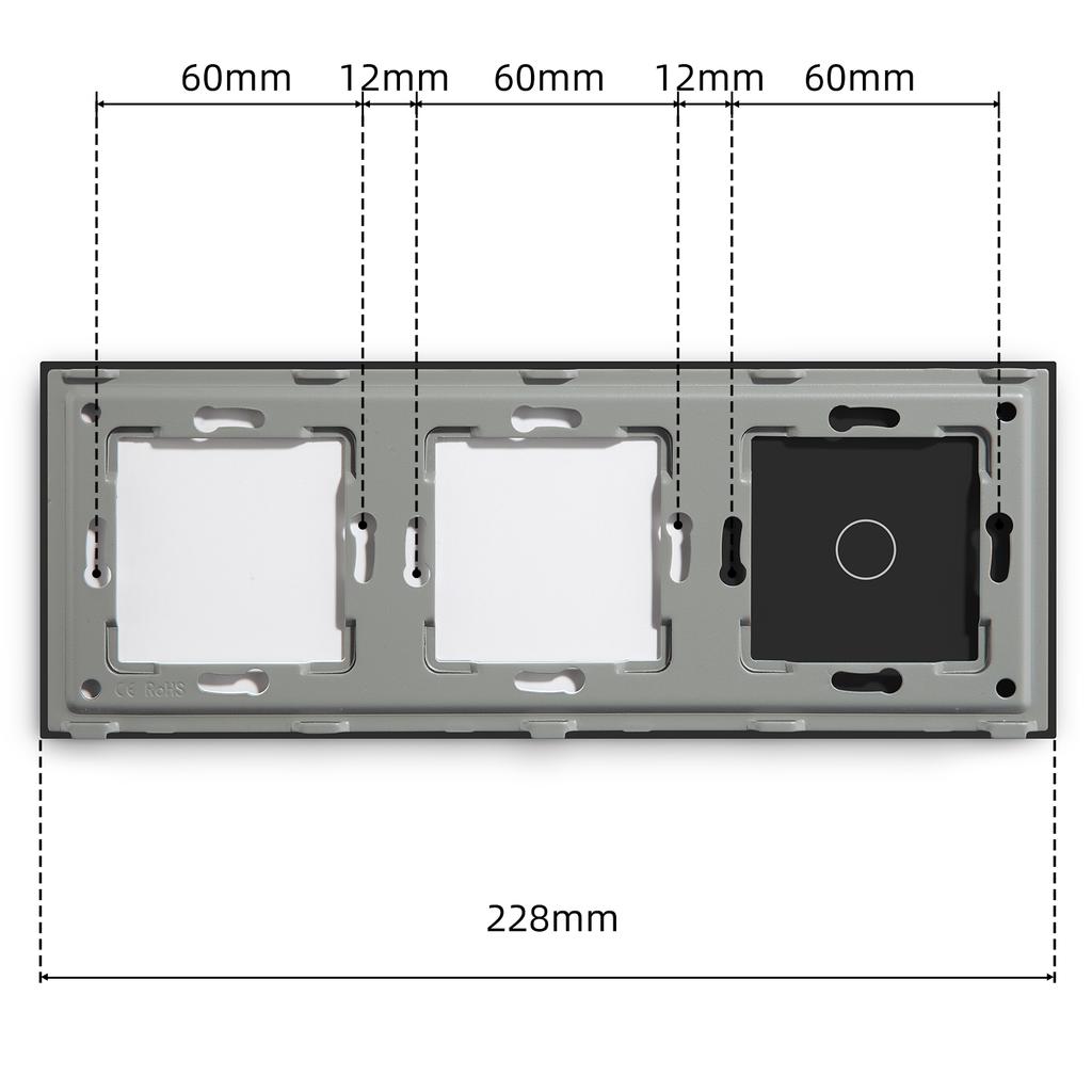 BSEED Double Blank Frame Plus 1/2/3Gang Switch Panels Crystal Glass EU Standard With Metal Plate Front Panel Without Switch