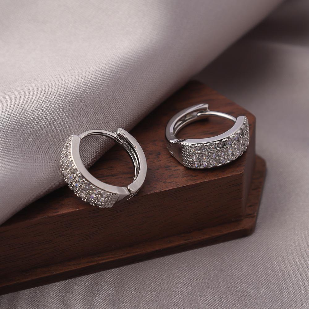 Gold-Plated Silver Zircon Stud Earrings | Luxury Ear Cuffs | Non-Fading Retro Design