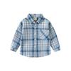 Children's Clothing Spring and Autumn Boys' Pocket Shirt Children's Long Sleeve Shirt K-style Loose Shoulder Strand Gingham Square Collar Clothes