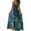 European and American women's clothing, new summer models, fashionable casual printing backless strap dress women