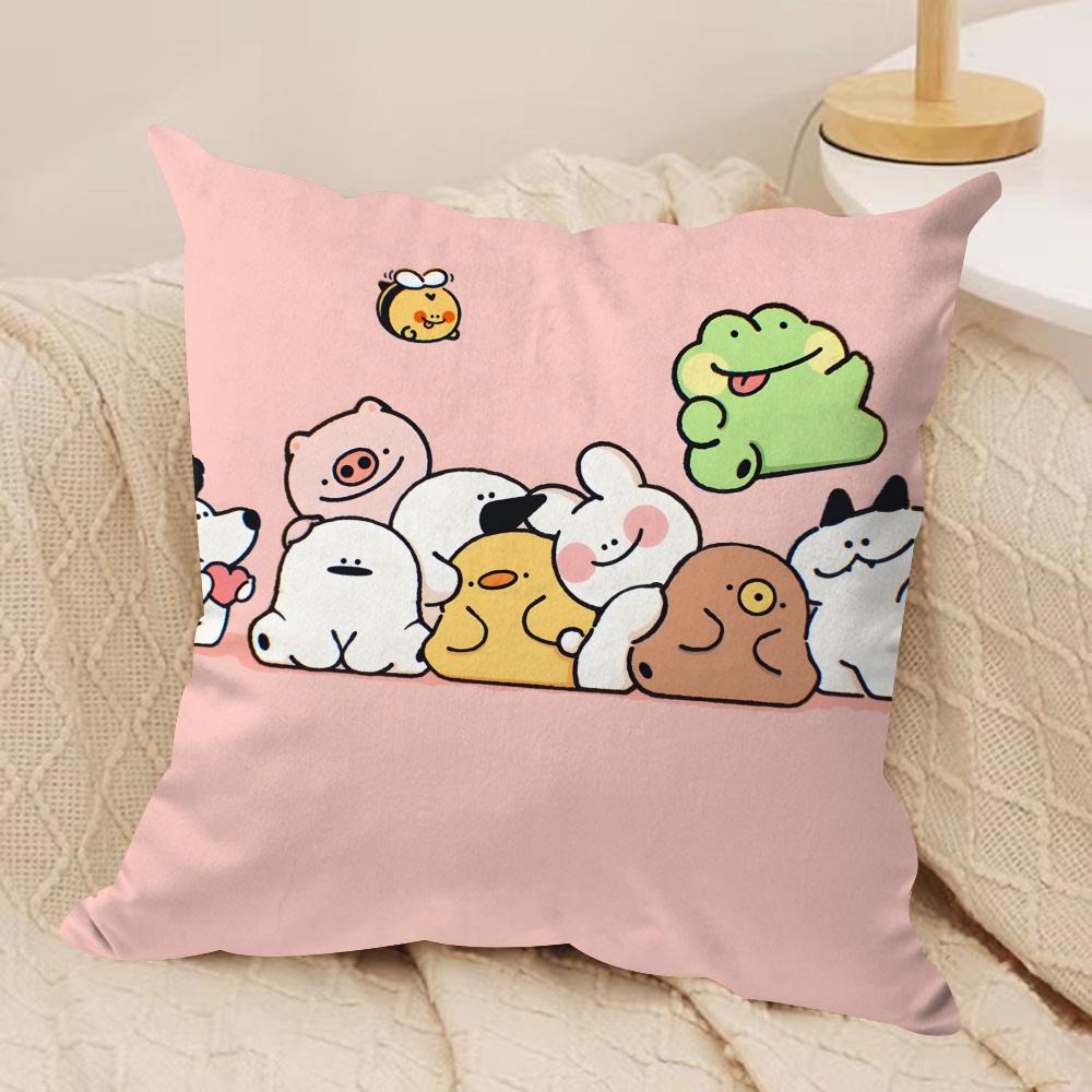 Cute animal patterns Cushion Cover Soft Plush Fabric Double-Sided Printed Sofa Cushion Cover for All Seasons Home Decor Gift