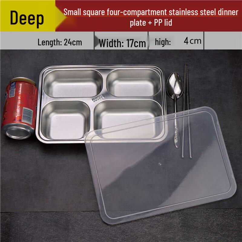 

Stainless Steel 5-Compartment Meal Tray with Lid