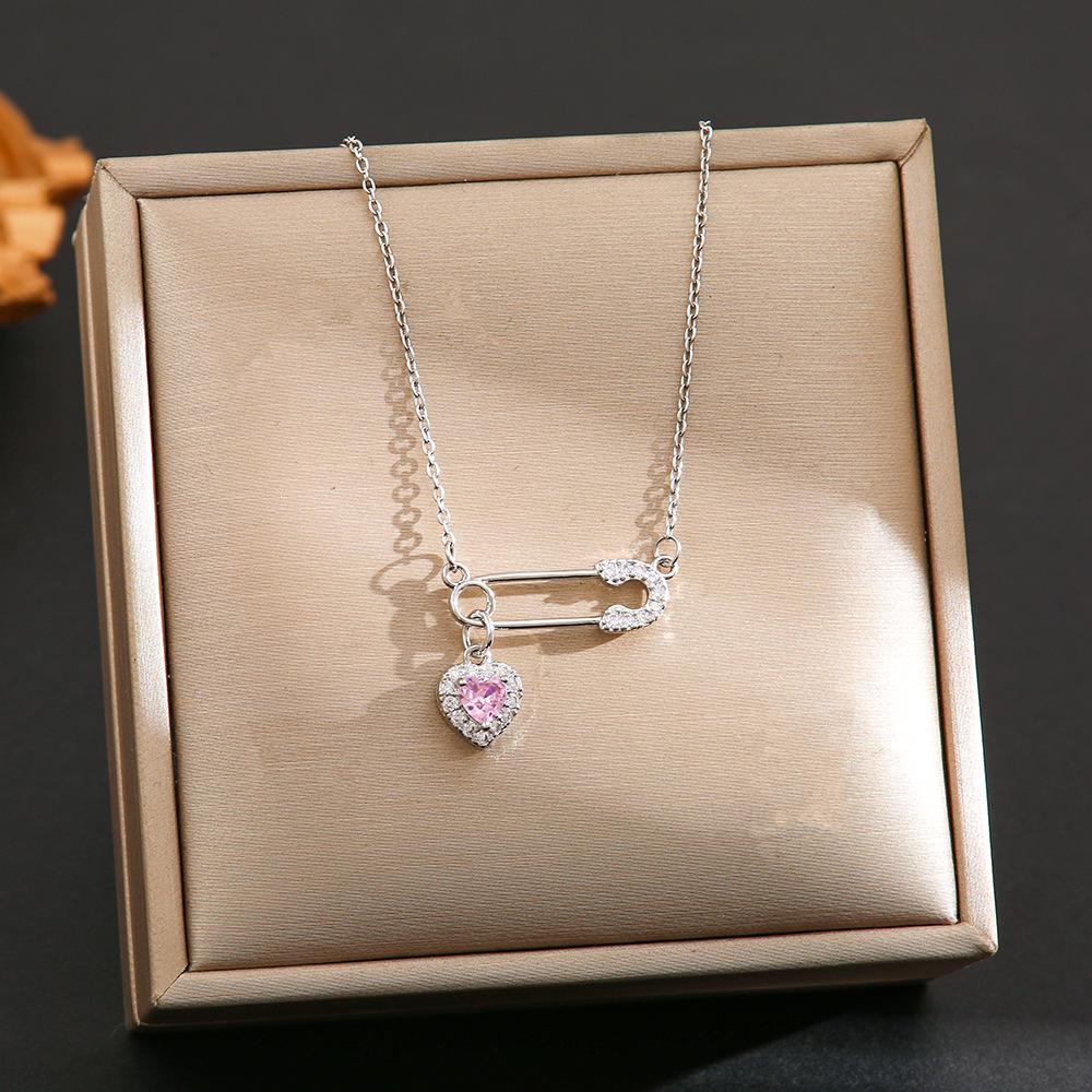 Women's Silver Titanium Steel Necklace with Micro-Inlaid Zircon - Elegant, Durable Clavicle Chain Jewelry
