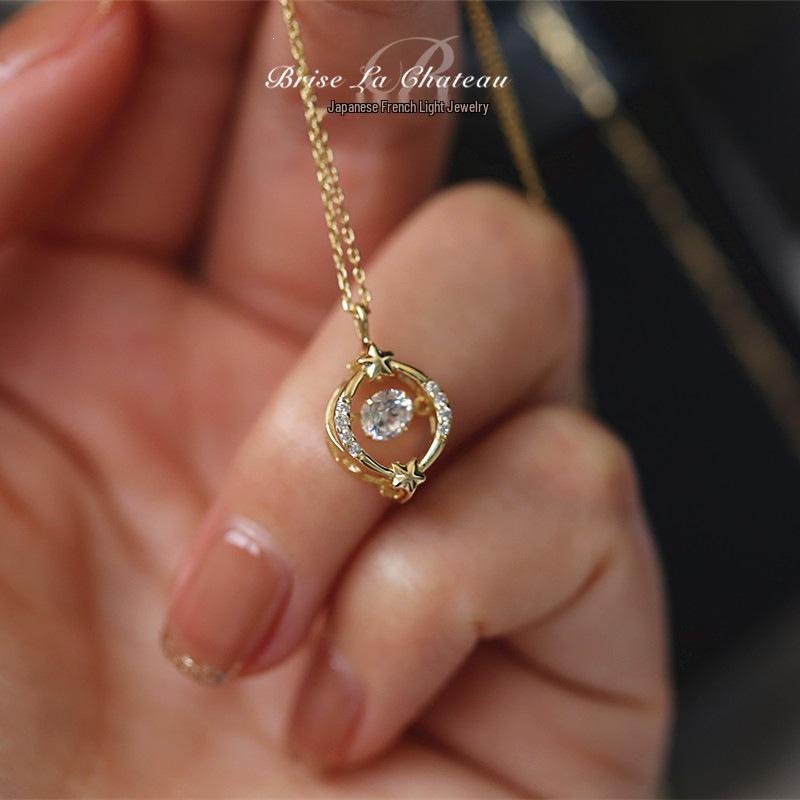 Dancing Maiden Zircon Necklace: Gold-Plated S925 Sterling Silver, Collarbone Design Sterling Silver 925 золотой
