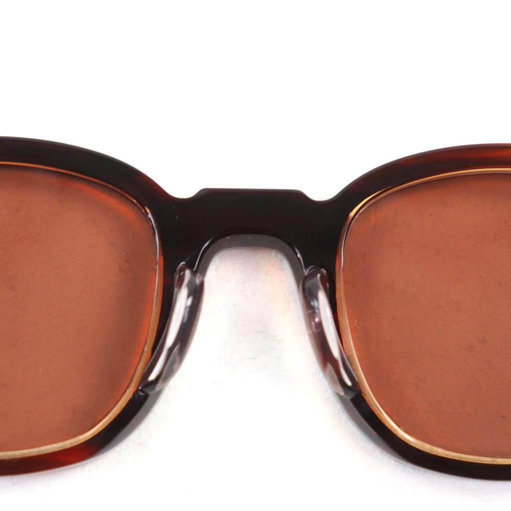 Excellent Lesca Lunetier Sunglasses BRUT PANTO 0.3"" Brown Acetate Mens Used