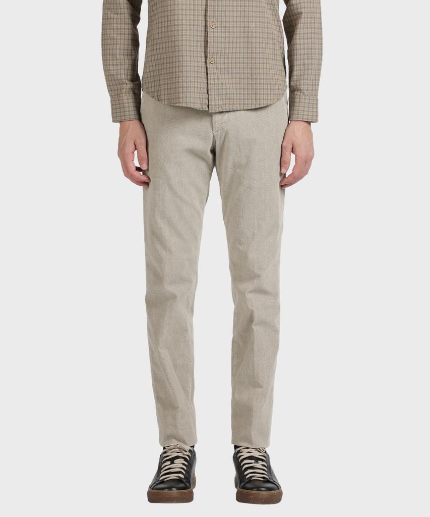 PANICALE Beige Slim Fit Cotton Twill Pants