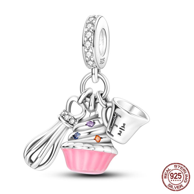 Copper Pink Collection Heart Shape Charm Beads For Brand Original Bracelet Diy Jewelry Gift