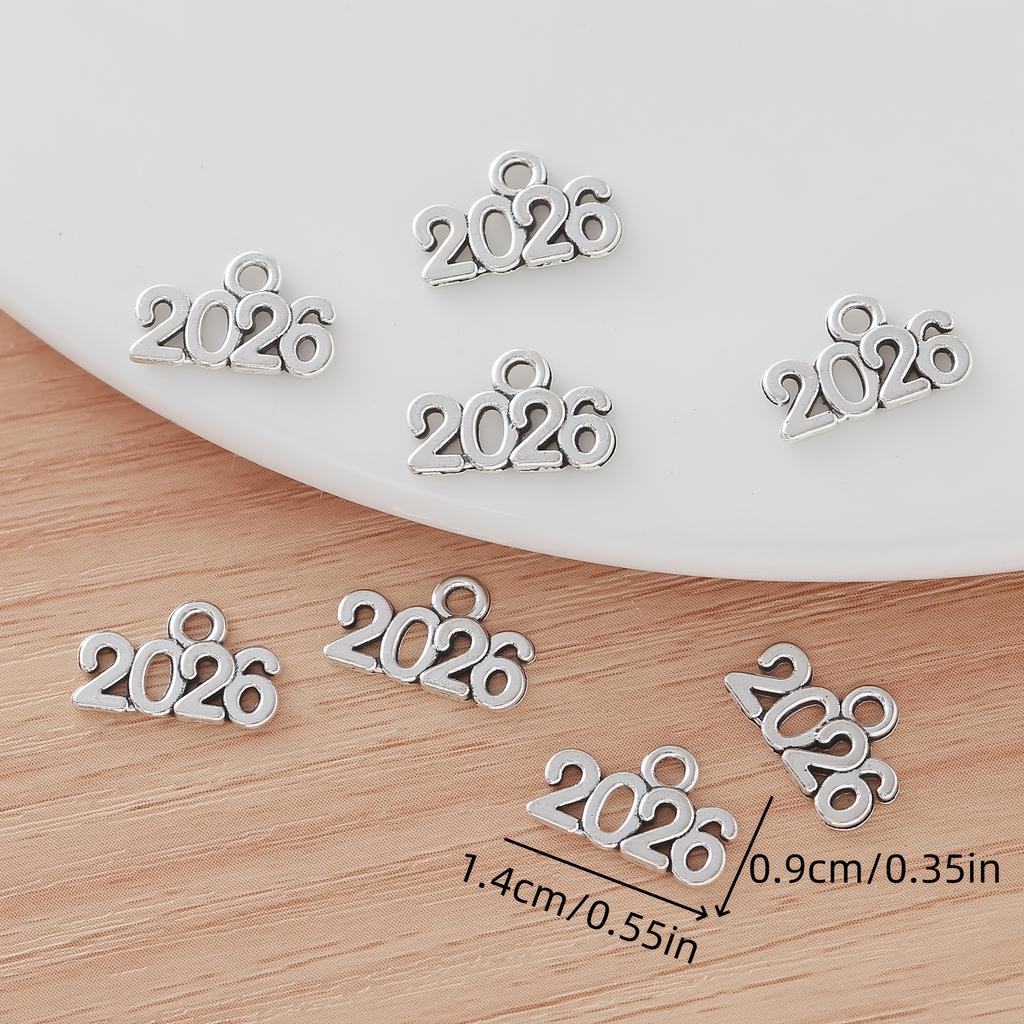 Exquisite and Stylish 2026 New Year Character Metal Charms for Women's DIY Jewelry, Bracelets, Keychains - Creative Gift Making