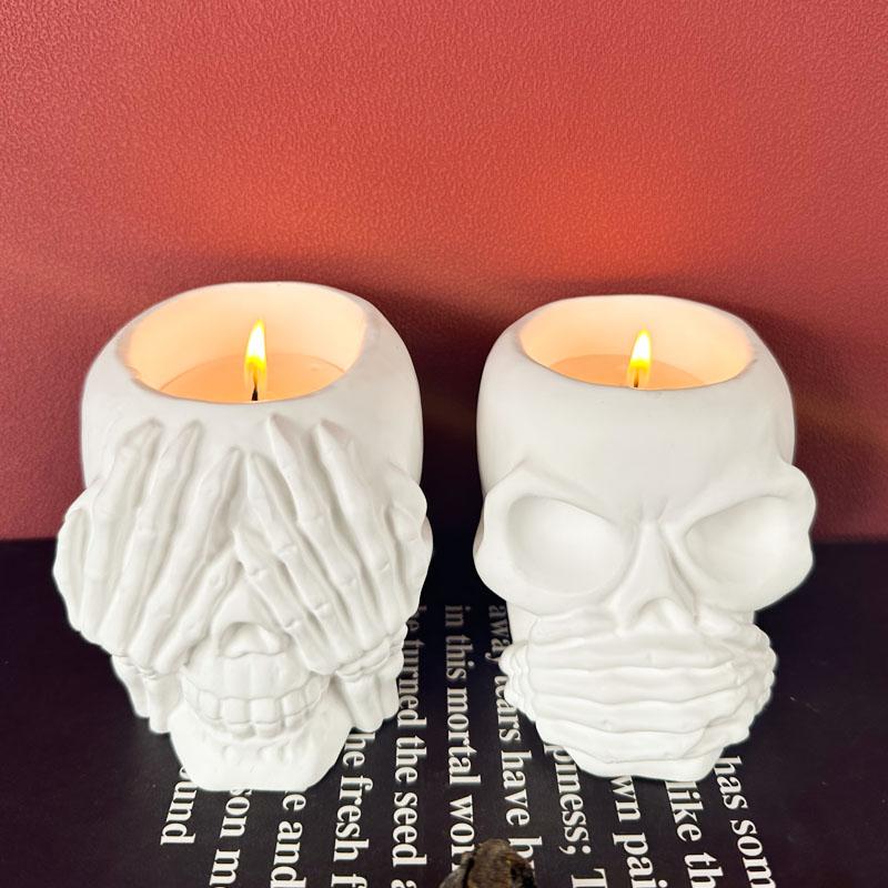 Halloween Ornament Pflanzgefäß Silikonform DIY Schädel Stifthalter Handwerk Herstellung Gips Epoxidharz Vase Gussformen Heimdeko