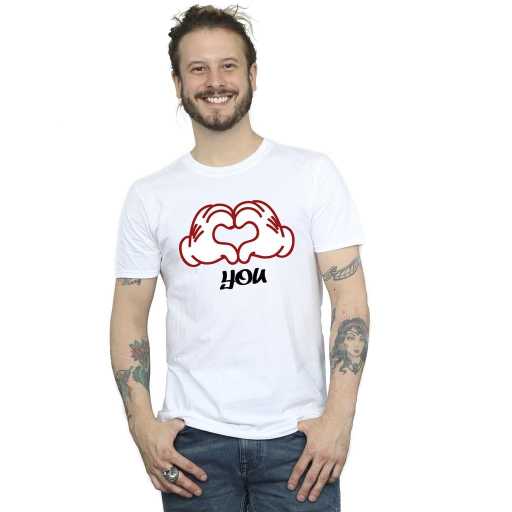 Disney Mens Mickey Mouse Love You Hands T-Shirt