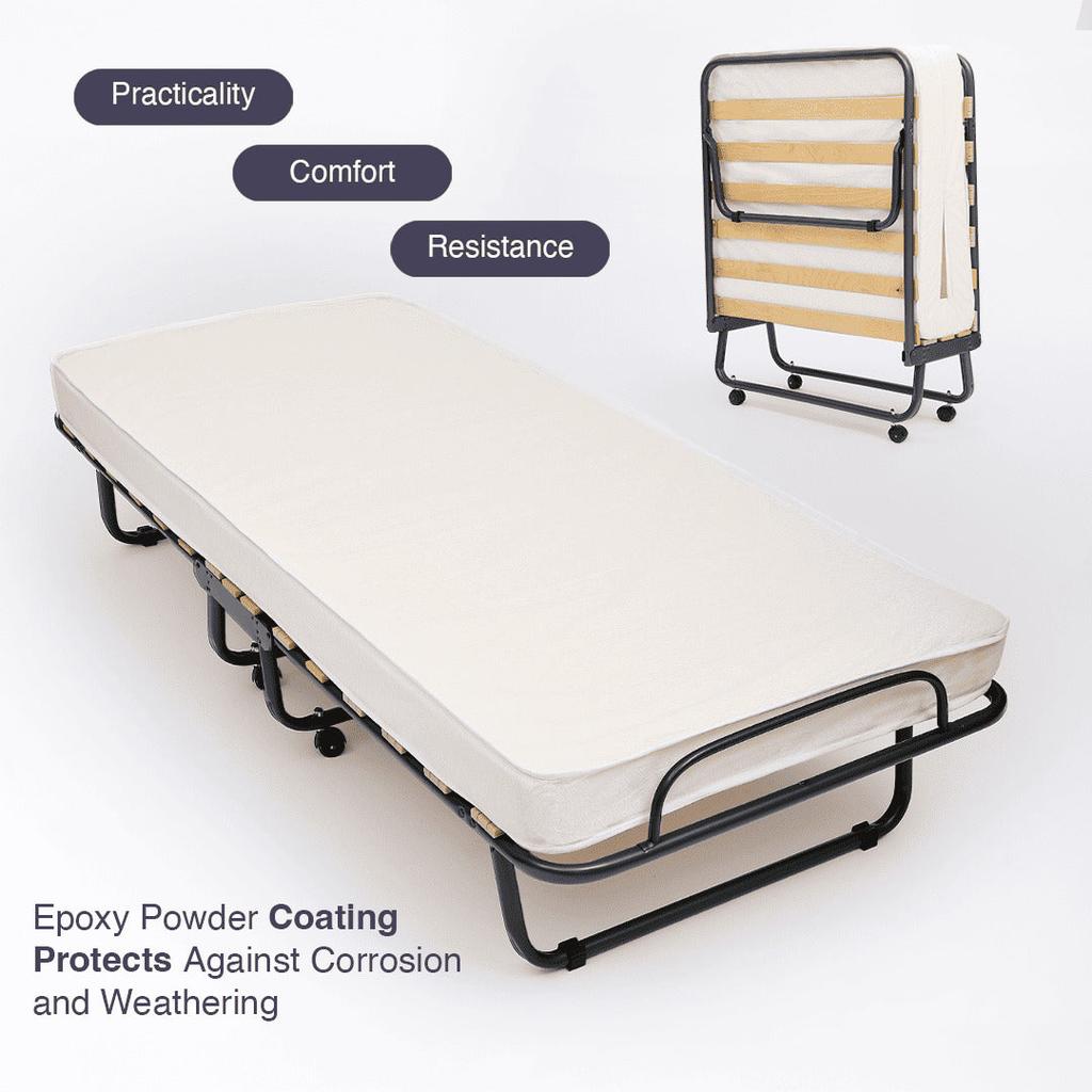 The White Stone Lit pliant avec matelas 80x190 cm en waterfoam | Lit pliable 